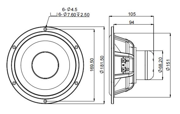 2D drawing of 61XR